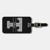 Personalisiert T Initial Silver Monogram Ihr Name Gepäckanhänger (Vorderseite horizontal)