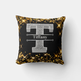 Personalisiert T Initial Silver Monogram Ihr Name Kissen