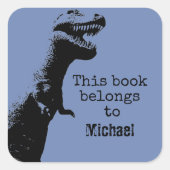 Personalisiert T-Rex Dieses Buch gehört Quadratischer Aufkleber (Vorderseite)