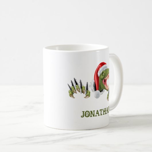 Personalisiert T-Rex Santa Claus Dinosaur Kaffeetasse (VorderseiteRechts)