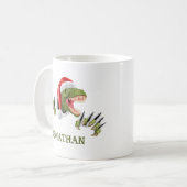 Personalisiert T-Rex Santa Claus Dinosaur Kaffeetasse (Vorderseite Links)