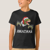 Personalisiert T-Rex Santa Claus Dinosaur T-Shirt (Vorderseite)