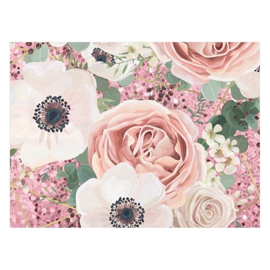 Personalisiert Tablecloth Geometric Garden Rose Gl Tischdecke (Vorderseite (Horizontal))