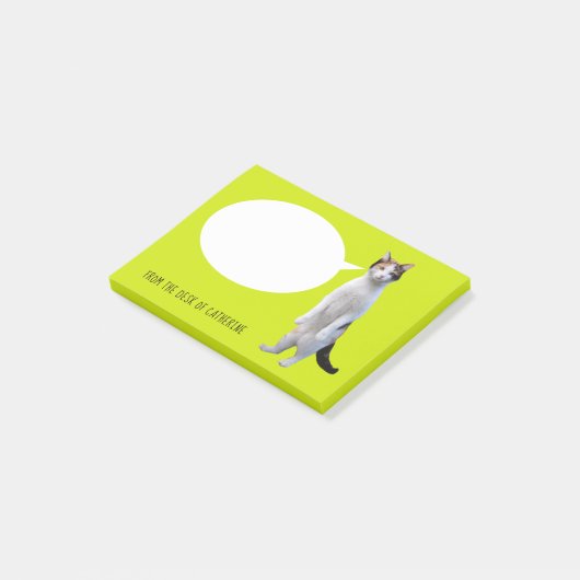 Personalisiert Talk Cat Lime Green Post-it Klebezettel (angewinkelt)