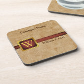 Personalisiert Tan Chamois Imitate Leather Getränkeuntersetzer (Linke Seite)