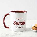 Personalisiert Tante Monogram-Tasse Tasse<br><div class="desc">Modernes, minimalistisches Typografie-Design personalisiert mit Tante-Namen und feststehendem Datum oder jedem anderen benutzerdefinierten Text. Perfekter, maßgeschneiderter Sake für neue Tanten, Onkel oder andere Familienmitglieder, um Sie zu verkünden! Klicken Sie auf Anpassen, um Schriftart und Farben zu ändern und eigene Texte und Fotos hinzuzufügen. Fügen Sie einen anderen Namen oder eine...</div>