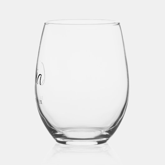 Personalisiert Tante Script Monogram Weinglas Ohne Stiel (Links)