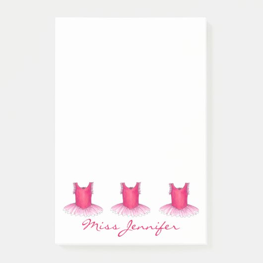 Personalisiert Tanzlehrer Pink Ballett Tutu Tänzer Post-it Klebezettel (Vorderseite)