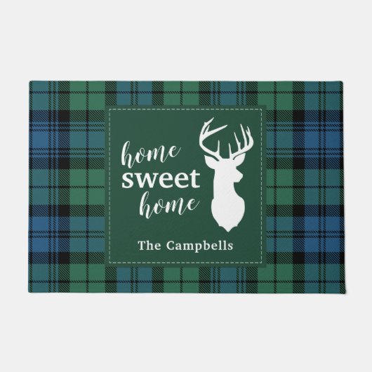 Personalisiert Tartan Christmas Clan Campbell Kari Fußmatte (Vorderseite)