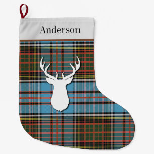 Personalisiert Tartan Clan Anderson Blue Kariert Großer Weihnachtsstrumpf