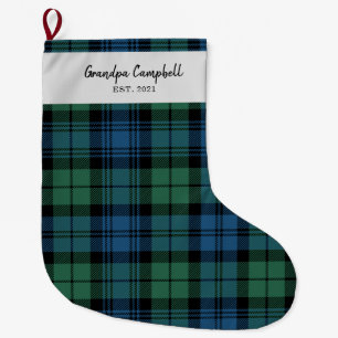 Personalisiert Tartan Clan Campbell Kariert Opa Großer Weihnachtsstrumpf