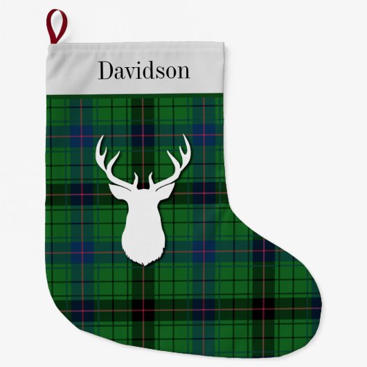 Personalisiert Tartan Clan Davidson Green Kariert Großer Weihnachtsstrumpf (Vorderseite)