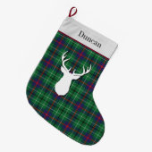 Personalisiert Tartan Clan Duncan Green Lila Großer Weihnachtsstrumpf (Vorderansicht (hängend))