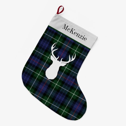Personalisiert Tartan Clan McKenzie Kariert Großer Weihnachtsstrumpf (Vorderansicht (hängend))