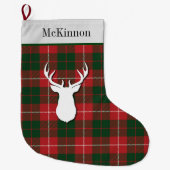 Personalisiert Tartan Clan McKinnon Green Red Kari Großer Weihnachtsstrumpf (Vorderseite)