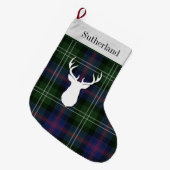 Personalisiert Tartan Clan Sutherland Green Lila Großer Weihnachtsstrumpf (Vorderansicht (hängend))