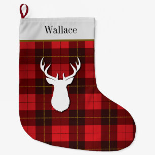 Personalisiert Tartan Clan Wallace Red Kariert Großer Weihnachtsstrumpf