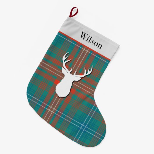 Personalisiert Tartan Clan Wilson Kariert Großer Weihnachtsstrumpf (Vorderansicht (hängend))