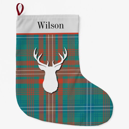 Personalisiert Tartan Clan Wilson Kariert Großer Weihnachtsstrumpf (Vorderseite)