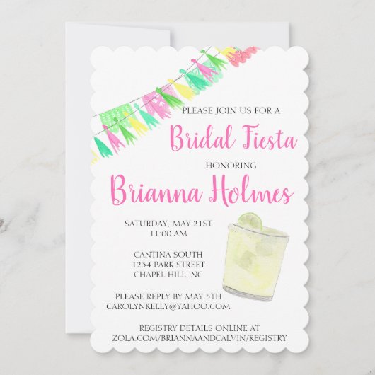 Personalisiert Tassel Papel Picado Pink Grüne Fies Einladung (Vorderseite)