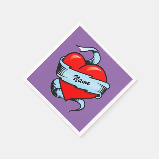 Personalisiert Tattoo Heart Serviette (Ecke)