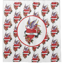 Personalisiert Tattoo Love Birds Herzstück Bad