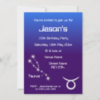 Personalisiert Taurus Zodiac Galaxy Party Einladun
