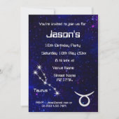 Personalisiert Taurus Zodiac Galaxy Party Einladung (Vorderseite)