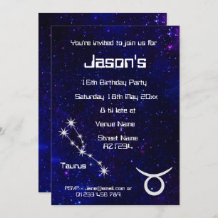 Personalisiert Taurus Zodiac Galaxy Party Einladung