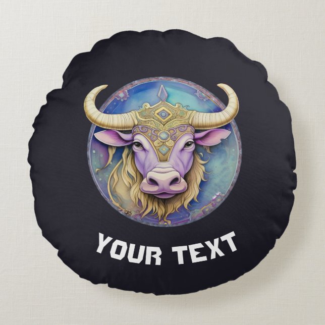 Personalisiert Taurus Zodiac Rundes Kissen (Vorderseite)