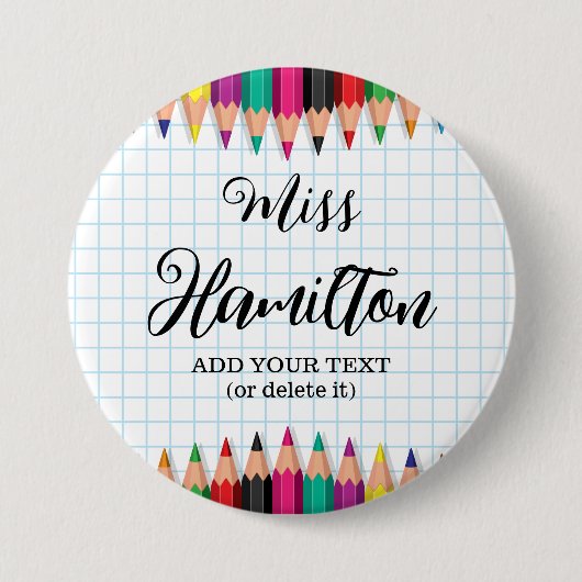 Personalisiert Teacher Abschluss Farbenfrohe Stift Button (Vorderseite)