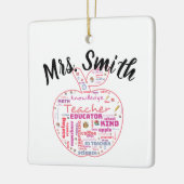 Personalisiert Teacher Apple Word Art Geschenk Keramikornament (Links)