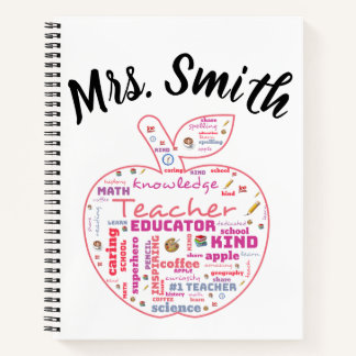 Personalisiert Teacher Apple Word Art Notizblock