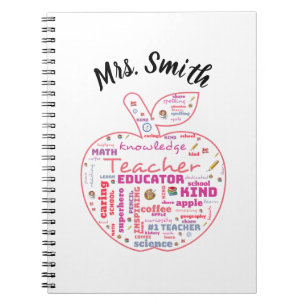 Personalisiert Teacher Apple Word Art Planer Notizblock