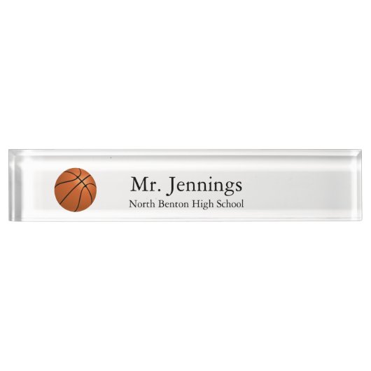 Personalisiert Teacher Basketball Thema Namensplakette (Vorderseite)