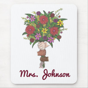 Personalisiert Teacher Blume Bouquet Mousepad