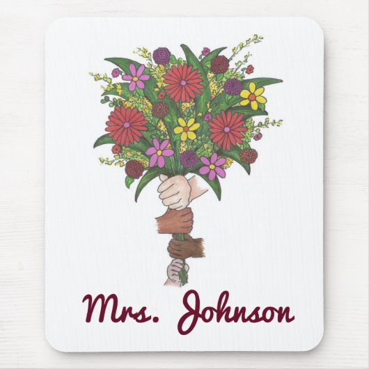 Personalisiert Teacher Blume Bouquet Mousepad (Vorne)