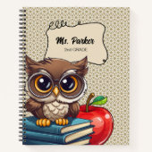 Personalisiert Teacher Book Owl School Notebook Notizblock (Vorderseite)