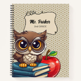 Personalisiert Teacher Book Owl School Notebook Notizblock