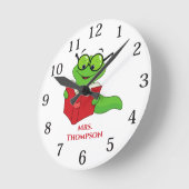 Personalisiert Teacher Bookworm Runde Wanduhr (Winkel)