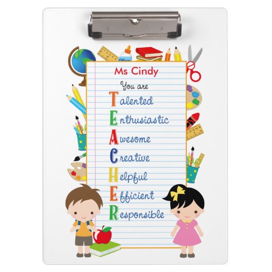 Personalisiert Teacher Clipboards (Stationeries) Klemmbrett (Vorderseite)