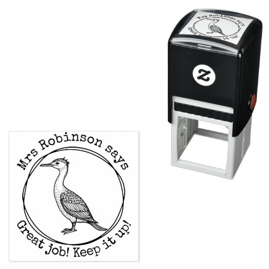 Personalisiert Teacher Cormorant Great Work Class Permastempel (Beispiel)