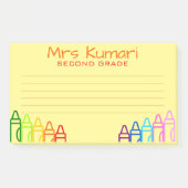 Personalisiert Teacher Crayon Design Lined Post-it Klebezettel (Vorderseite)