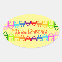Personalisiert Teacher Crayon Design Ovaler Aufkleber