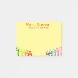 Personalisiert Teacher Crayon entwirft Nachhinweis Post-it Klebezettel