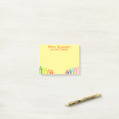 Personalisiert Teacher Crayon entwirft Nachhinweis Post-it Klebezettel (Auf Schreibtisch)