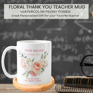 Personalisiert Teacher Floral Vielen Dank Kaffeetasse