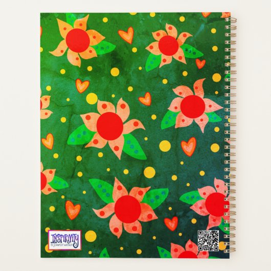 Personalisiert Teacher Fun Retro Blume grün Planer (Rückseite)
