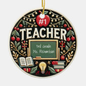 Personalisiert Teacher Geschenk Weihnachtsfeier Keramik Ornament (Vorne)