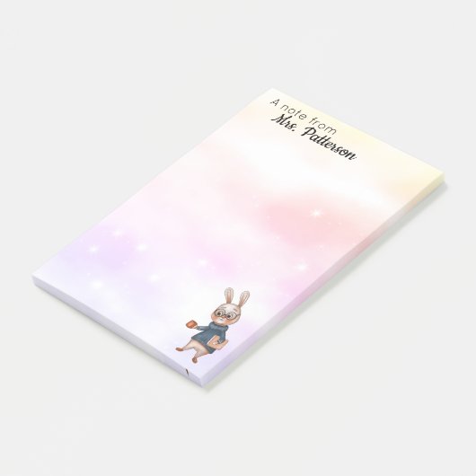 Personalisiert Teacher Gift Post It Notes Rabbit Post-it Klebezettel (angewinkelt)